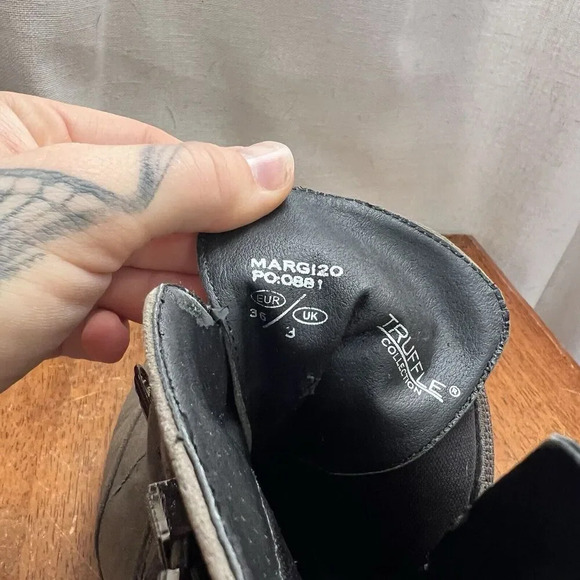 Truffle‎ Ankle Boots Womens 5.5 Green Suede Leather Buckle Strap Booties Western - Picture 6 of 12